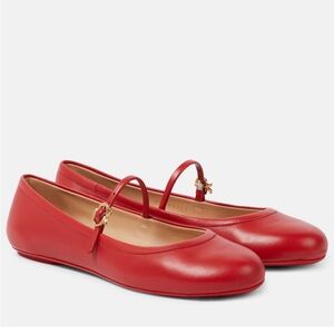 NIB GIANVITO ROSSI Carla leather Mary Jane flats Shoes Tabasco Red 8